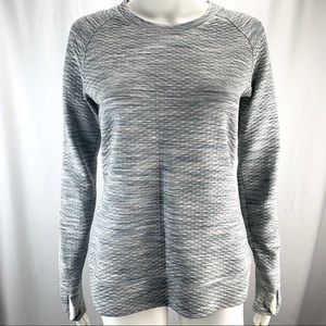 Athleta Sz S Gray Textured Thumb Hole Athletic Top